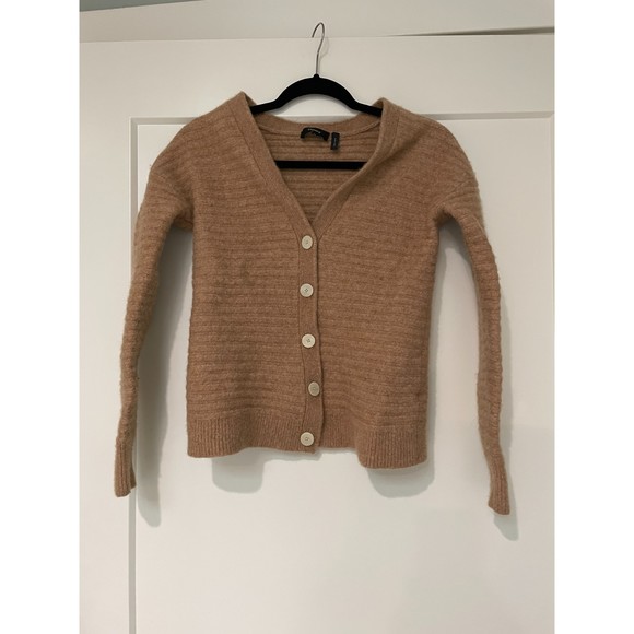 Theory V-Neck Camel Paramour Button down Cardigan - Picture 2 of 4